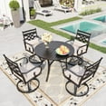 thumbnail image 1 of Sophia & William 5-Piece Outdoor Patio Dining Set Cushioned Swivel Chairs and Steel 42" Round Table with Cushion, Beige, 1 of 10