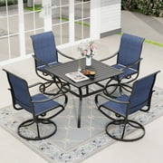 Sophia & William 5 Piece Outdoor Patio Dining Set Textilene Chairs and Table Furniture Set, Blue