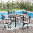 thumbnail image 1 of Sophia & William 5 Piece Patio Outdoor Bar Swivel Stool Set and Square Height Table, Cushioned Chairs, 1 of 8