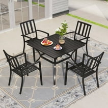 Sophia & William 5 Piece Patio Outdoor Dining Set Metal Furniture Table and Stackable Chairs Set