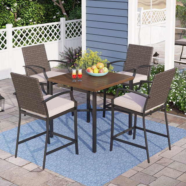 Sophia & William 5 Piece High Top Dining Height Bistro Patio Set with ...