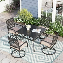 Sophia & William 5-Piece Steel Outdoor Patio Dining Set with Square Metal Table and Swivel Chairs Furniture Set
