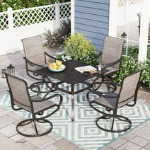 Sophia & William 5 Pieces Metal Patio Dining Set Swivel Padded Chairs and Table Set