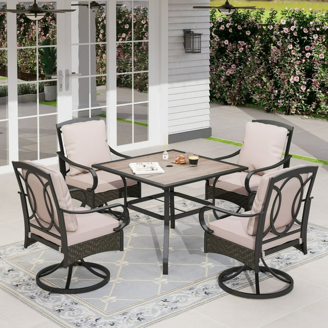 Sophia&William 5 Pieces Outdoor Patio Dining Set Swivel Chairs and