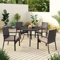 Sophia & William 5 Pieces Wicker Outdoor Patio Dining Set Chairs&Table Set