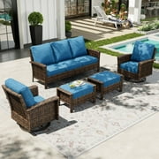 Sophia & William 5 Pieces Patio Furniture Set with Swivel Chairs 7-Seat Wicker Outdoor Conversation Set with 5.5" Thickened Cushions