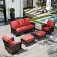 thumbnail image 1 of Sophia & William 5 Pieces Patio Furniture Set with Swivel Chairs 7-Seat Wicker Outdoor Conversation Set with 5.5" Thickened Cushions, 1 of 8