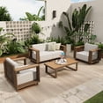 thumbnail image 1 of Sophia & William 5 Pieces Wicker Patio Furniture Set 4-Seat Outdoor Cushioned Conversation Set with Coffee Table, Yellow-Brown & Beige, 1 of 10
