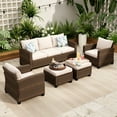 thumbnail image 1 of Sophia & William 5 Pieces Wicker Patio Furniture Set 7-Seat Outdoor Conversation Set, Beige, 1 of 9