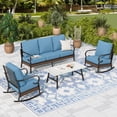 thumbnail image 1 of Sophia & William 5 Seat Patio Conversation Set,Outdoor Metal Furniture Sofa Set with Rocking Chairs, Navy Blue, 1 of 10