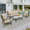 thumbnail image 1 of Sophia&William 5 Seat Patio Conversation Set Outdoor Sofa Chairs and Marble Table Furniture Set, Beige, 1 of 9
