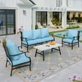 thumbnail image 1 of Sophia&William 5 Seat Patio Conversation Set Outdoor Sofa Chairs and Marble Table Furniture Set, Blue, 1 of 7