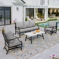thumbnail image 1 of Sophia&William 5 Seat Patio Outdoor Furniture Set Metal Conversation Set with Rocking Chairs and 5.75" Thickened Cushion and Marble Table, Gray, 1 of 7
