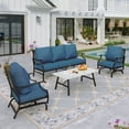 thumbnail image 1 of Sophia&William 5 Seat Patio Outdoor Furniture Set Metal Conversation Set with Rocking Chairs and 5.75" Thickened Cushion and Coffee Table, Pacific Blue, 1 of 7