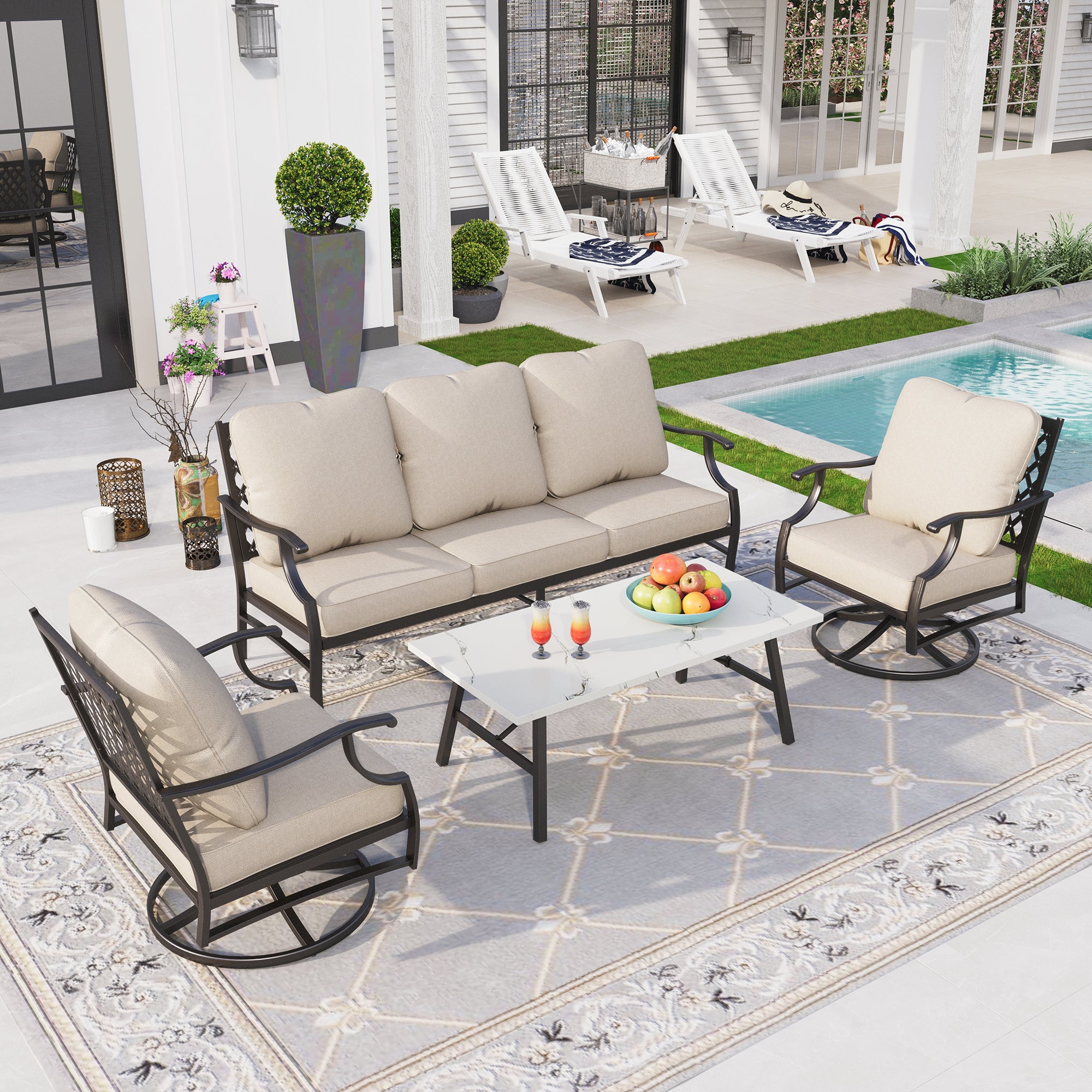 Sophia&William 5 Seat Patio Conversation Set Outdoor Swivel Chairs and