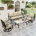 thumbnail image 1 of Sophia&William 5 Seat Patio Outdoor Furniture Sets Metal Conversation Set with Marble Table & 5.75" Thicked Swivel Chairs for Backyard, Lawn, Deck, Beige, 1 of 10