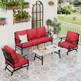 thumbnail image 1 of Sophia&William 5 Seat Patio Outdoor Furniture Set Metal Conversation Set with Rocking Chairs and 5.75" Thickened Cushion and Coffee Table, Red, 1 of 8
