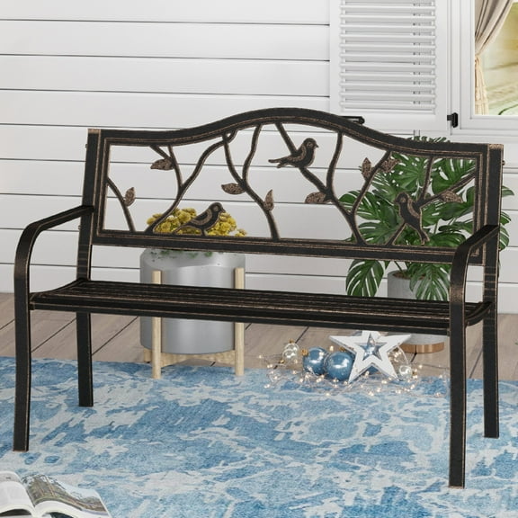Sophia & William 50" Outdoor Iron Cast Garden Park Bench - Bronze