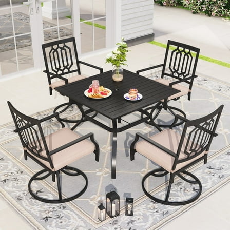 Sophia & William 5Pcs Outdoor Patio Metal Dining Set Swivel Chairs and 37" Square Table Set