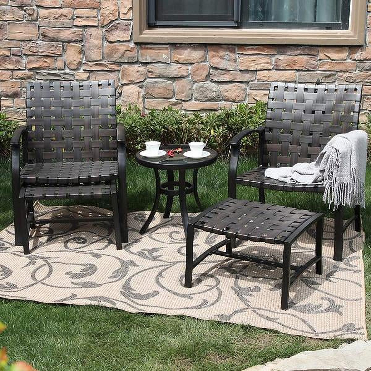 Sophia & William 5pcs Outdoor Patio Furniture Conversation Set Steel Frame Leather Dining Set, Table - image 1 of 8