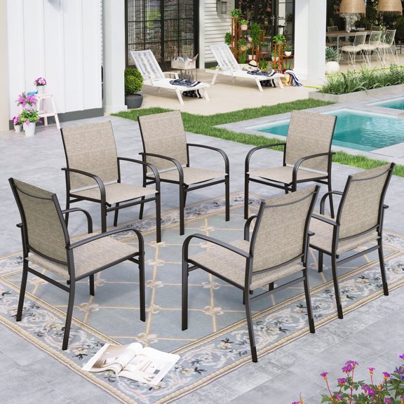 Sophia & William 6-Piece Outdoor Patio Dining Chairs Textilene Patio Chairs for Garden, Backyard, or Poolside, Brown