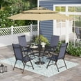 thumbnail image 1 of Sophia & William 6-Piece Outdoor Patio Dining Set with 10ft Umbrella, Adjustable Folding Chairs & Square Table for 4, Blue & Beige, 1 of 11