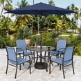 thumbnail image 1 of Sophia & William 6-Piece Outdoor Patio Dining Set with 9ft Navy Umbrella, Metal Steel Round Table & 4 Textilene Chairs for Backyards,Blue, 1 of 7
