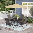 thumbnail image 1 of Sophia & William 6-Pieces Patio Dining Set with 9ft Umbrella Adjustable Folding Chairs, Black/Beige, 1 of 11