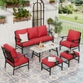 thumbnail image 1 of Sophia&William 6 Piece Outdoor Patio Furniture Set Metal Conversation Set with Coffee Table & 5.75" Extra Thick Cushions, Red, 1 of 9