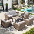thumbnail image 1 of Sophia & William 6 Pieces Patio Furniture Set with 4 Swivel Chairs 5.5" Thick Cushions 7-Seat Wicker Outdoor Conversation Set, 1 of 8