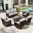 thumbnail image 1 of Sophia & William 6 Pieces Patio Furniture Set with Swivel Chairs 7-Seat Wicker Outdoor Conversation Set with 5.5" Thickened Cushions, 1 of 8