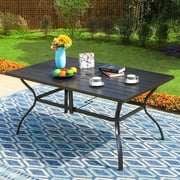 Sophia & William 60" x 38" Outdoor Metal Rectangular Dining Table for 6, Black