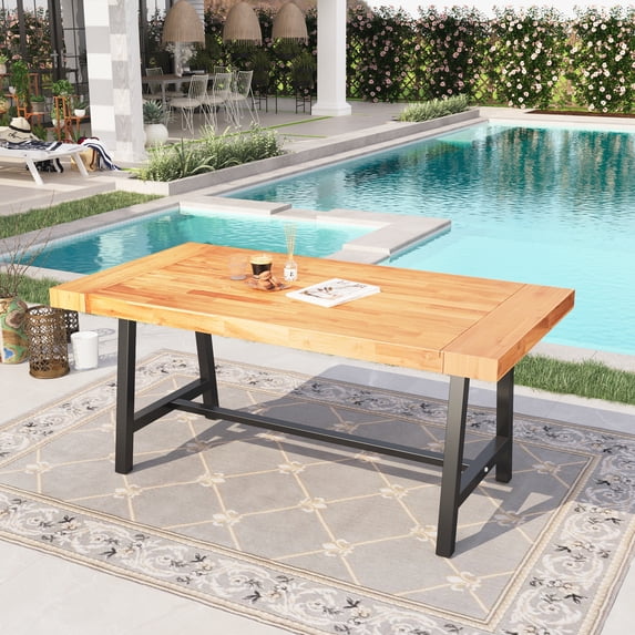 Sophia & William 68”L Outdoor Acacia Wood Rectangular Dining Table