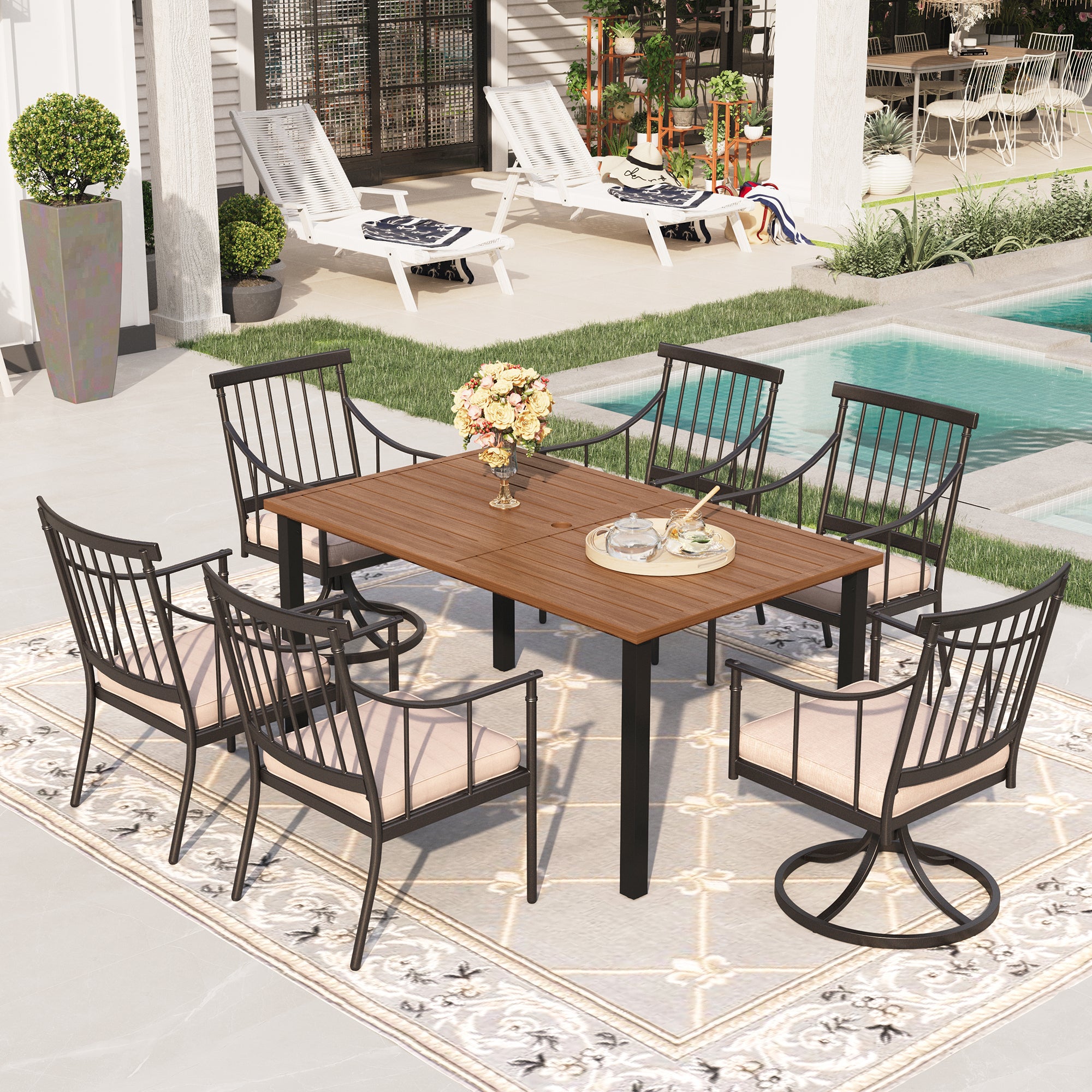 Mainstays Jefferson Wrought Iron 7Piece Patio Dining Set, Seats 6