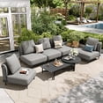 thumbnail image 1 of Sophia & William 7-Piece Modular Patio Furniture Set 5-Seat Low-Profile Sofa with Extra Thick Cushions & Nesting Tables, Grey, 1 of 8