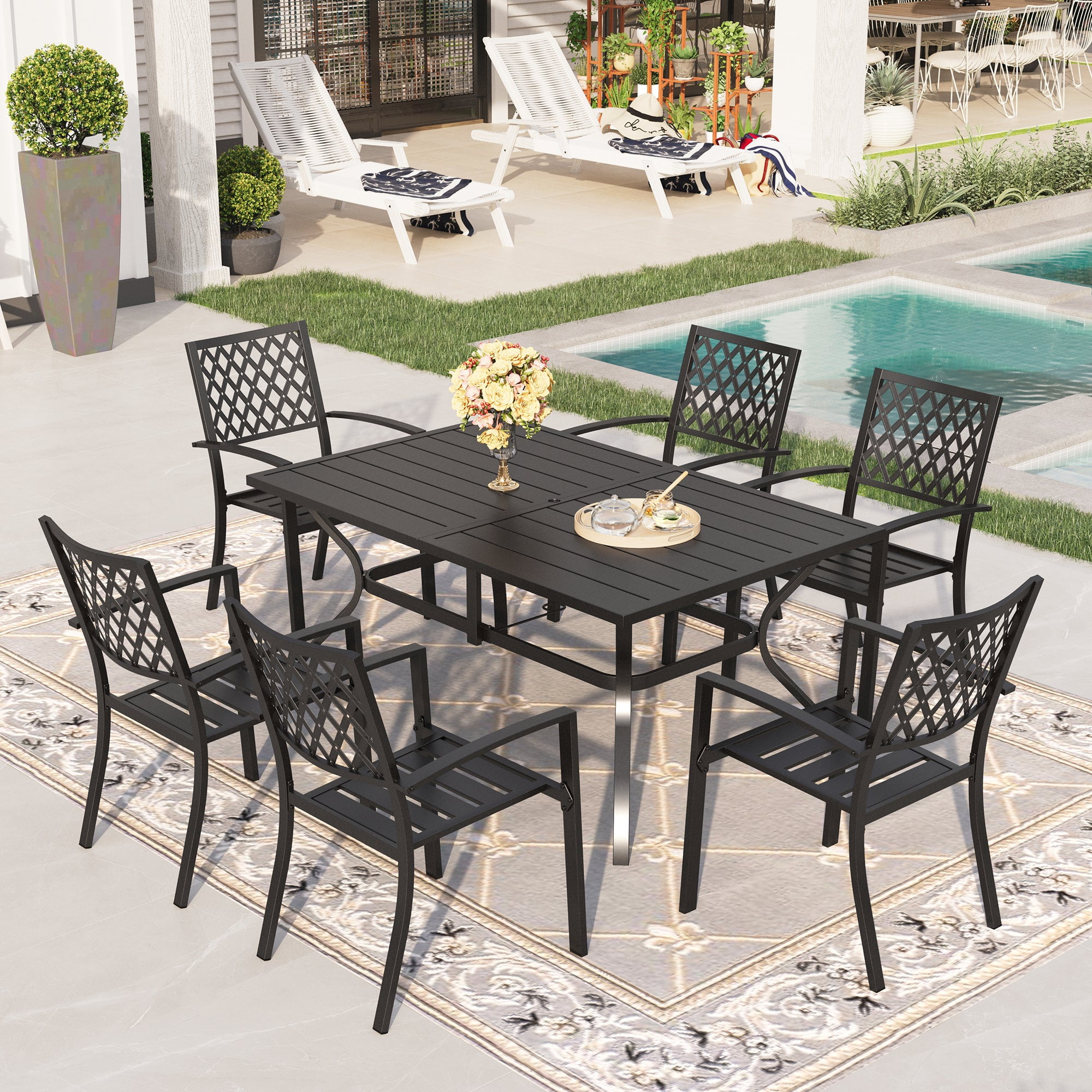 Sophia & William 7 Piece Outdoor Patio Dining Bistro Sets Metal ...