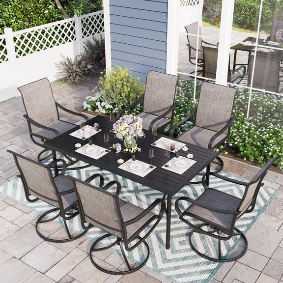Sophia & William 7 Piece Outdoor Patio Dining Furniture Set Metal Table and Highback Textilene Chairs