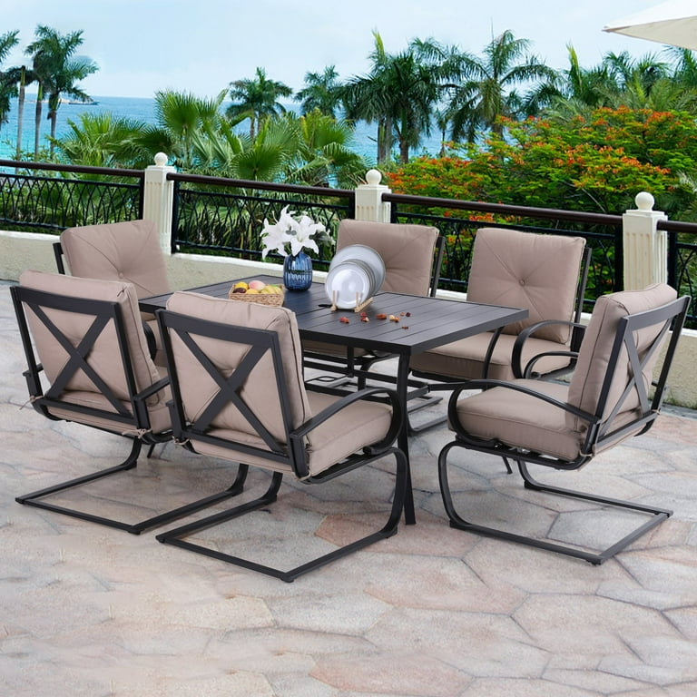 Sophia&William 7-Piece Outdoor Patio Dining Set C-Spring Padded