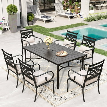 Sophia & William 7-Piece Outdoor Patio Dining Set Cushioned Chairs and Steel Table