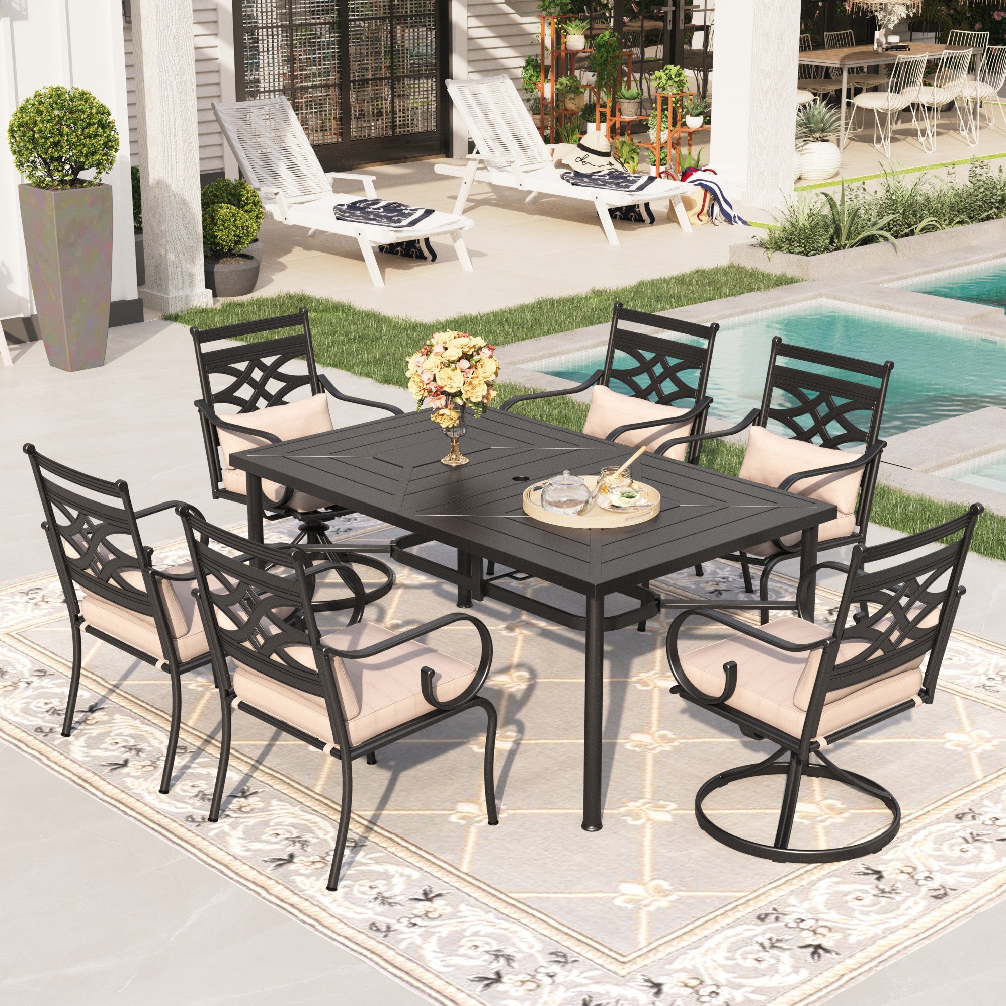 Mainstays Droma Outdoor Patio Dining Set, Cushioned Metal Bar Height