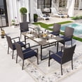 thumbnail image 1 of Sophia & William 7-Piece Outdoor Patio Dining Set Rattan Cushioned Chairs and Wood-grain Table Set, 1 of 9