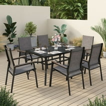 Sophia&William 7-Piece Outdoor Patio Dining Set Textilene Chairs & Table Furniture Set, Gray