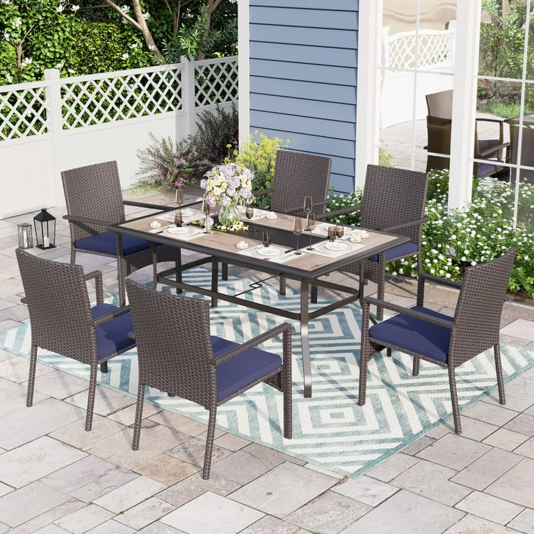 Sophia William 7 Piece Outdoor Patio Dining Set Wicker Rattan