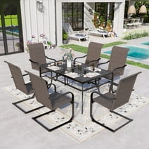 Sophia & William 7 Piece Outdoor Patio Dinning Set Wicker Chairs and Table Set