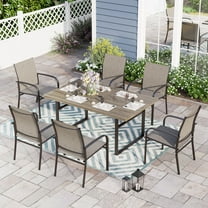Sophia & William 7 Piece Patio Dining Set Dining Table and 6 Brown Textilene Chairs