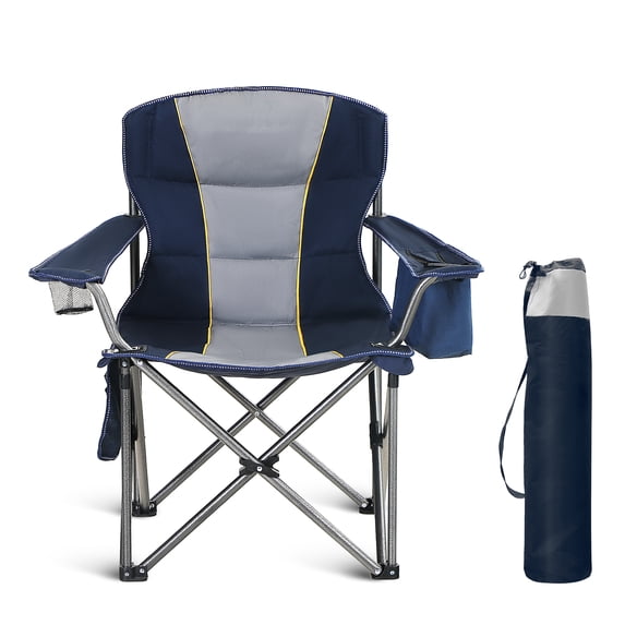 Sophia & William Oversized Camping Chair Heavy-Duty Steel Frame Supports 450Lbs, Foldable Outdoor Lawn Chair with Cup Holder for Backyard & Camping, Blue