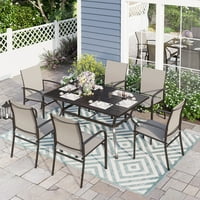 7-Piece Sophia & William Patio Dining Set with Rectangular Patio Dining Table and 6 Textilene Chairs (Brown)