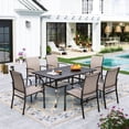 thumbnail image 1 of Sophia & William 7-Piece Patio Dining Set Outdoor Rectangular Patio Dining Table Set with 6 Textilene Chairs for 6 Person - Brown, 1 of 9