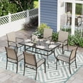 thumbnail image 1 of Sophia & William 7-Piece Patio Dining Set Outdoor Metal Rectangular Table with 6 Textilene Chairs - Brown, 1 of 9
