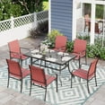 thumbnail image 1 of Sophia & William 7-Piece Patio Dining Set Outdoor Metal Rectangular Table Set with Textilene Chairs for 6 Person- Red, 1 of 8